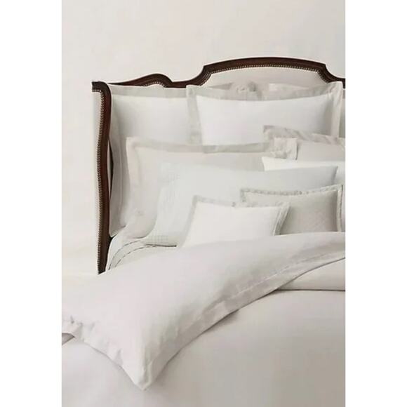Ralph Lauren Home Queen/Full Duvet Cover Lovan Jacquard Organic White Cotton - Picture 1 of 3